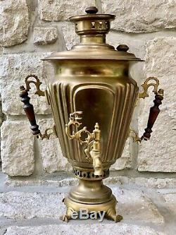 Antique Russian Imperial Brass Samovar, 19th Century Tula, G. Batashev, Stamped