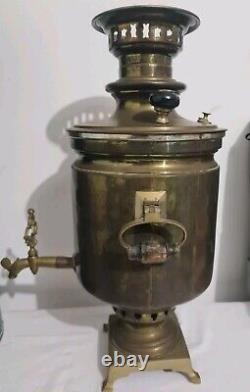 Antique Russian Imperial Brass Samovar Coffee Urn Batashev 1870s Bataweba Large