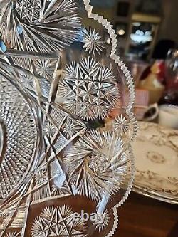 Antique Russian Imperial Brilliant Cut Glass Bowl Signed Lucien Pinwheel