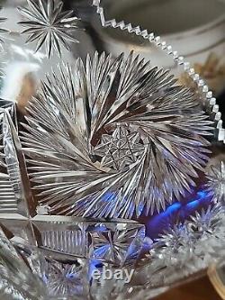 Antique Russian Imperial Brilliant Cut Glass Bowl Signed Lucien Pinwheel