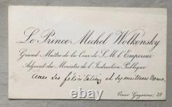 Antique Russian Imperial Calling Card Prince Michael Volkonsky Son of Decembrist