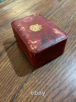 Antique Russian Imperial Display Case for Oval Presentation Box in Red Leather