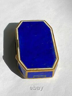 Antique Russian Imperial Faberge Solid Silver Blue Enamel Gilded Box Coat Arms