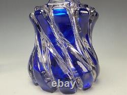 Antique Russian Imperial Glass Gothic Blue Cut to Clear Swirl Decanter c1840