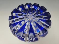 Antique Russian Imperial Glass Gothic Blue Cut to Clear Swirl Decanter c1840