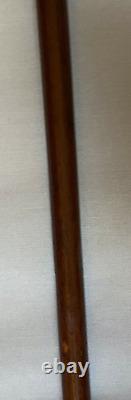 Antique Russian Imperial Hardwood Walking Cane Pique Inlaid Silver Teardrops
