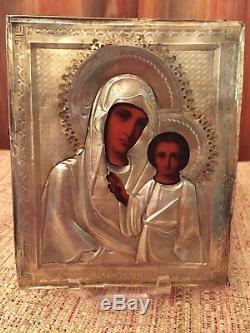 Antique Russian Imperial Icon 84 Silver Riza