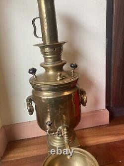 Antique Russian Imperial Igor Batashev Brass Samovar Tea Urn Tula Stamp With Bowl