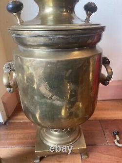 Antique Russian Imperial Igor Batashev Brass Samovar Tea Urn Tula Stamp With Bowl