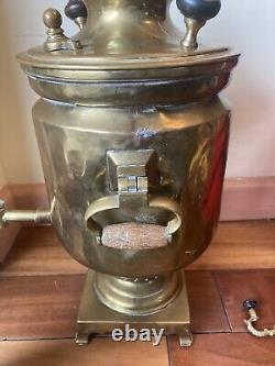 Antique Russian Imperial Igor Batashev Brass Samovar Tea Urn Tula Stamp With Bowl