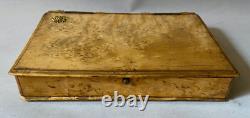 Antique Russian Imperial Karelian Birch Box Gilt Double Headed Romanov Eagle