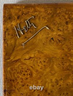 Antique Russian Imperial Karelian Birch Cigarette Case & Gold Name Hetty