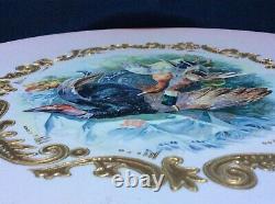 Antique Russian Imperial Kuznetsov Porcelain Wall Plaque Plate 13 24k Gold