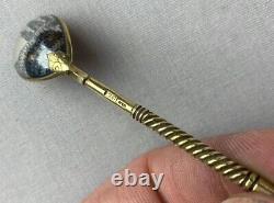 Antique Russian Imperial Niello Church Silver Gilt 84 Standard Caviar Spoon