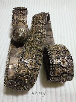 Antique Russian Imperial Niello Silver Belt-Authentic 19th 96CM, 750GRAM