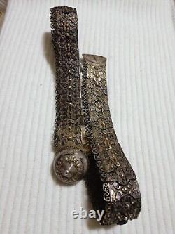 Antique Russian Imperial Niello Silver Belt-Authentic 19th 96CM, 750GRAM