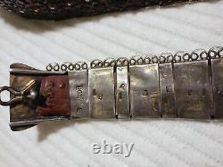 Antique Russian Imperial Niello Silver Belt-Authentic 19th 96CM, 750GRAM