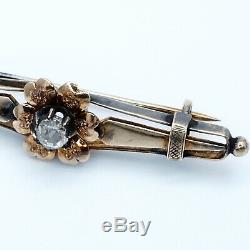 Antique Russian Imperial Old Mine Rose Cut Diamon 56 Gold 14K Brooch Pin Pendant