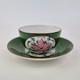 Antique Russian Imperial Porcelain Cup And Saucer Painted Flowers Green Ground