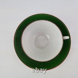 Antique Russian Imperial Porcelain Cup And Saucer Painted Flowers Green Ground