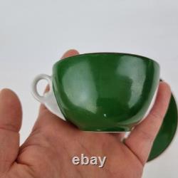 Antique Russian Imperial Porcelain Cup And Saucer Painted Flowers Green Ground