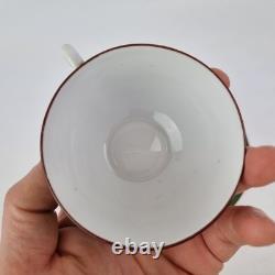 Antique Russian Imperial Porcelain Cup And Saucer Painted Flowers Green Ground