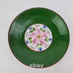 Antique Russian Imperial Porcelain Cup And Saucer Painted Flowers Green Ground