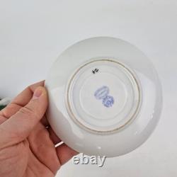 Antique Russian Imperial Porcelain Cup And Saucer Painted Flowers Green Ground