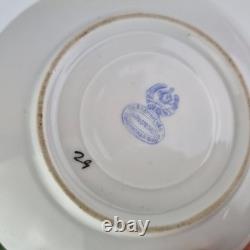 Antique Russian Imperial Porcelain Cup And Saucer Painted Flowers Green Ground