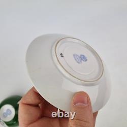 Antique Russian Imperial Porcelain Cup And Saucer Painted Flowers Green Ground