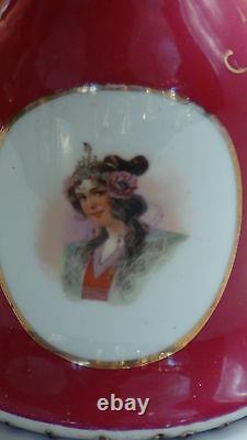 Antique Russian Imperial Porcelain Hookah Base By F. Gardner With Lady's Portrait