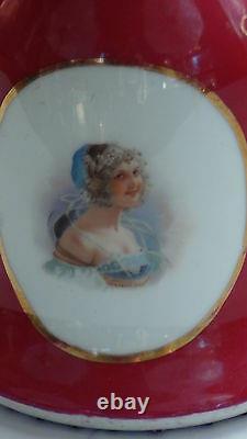 Antique Russian Imperial Porcelain Hookah Base By F. Gardner With Lady's Portrait