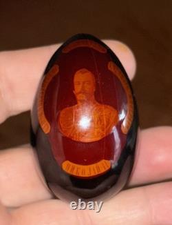 Antique Russian Imperial Portrait Of Czar / Emperor Nicholas II wooden Egg