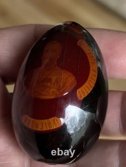 Antique Russian Imperial Portrait Of Czar / Emperor Nicholas II wooden Egg
