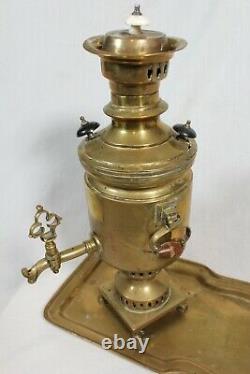 Antique Russian Imperial Samovar Brass Tea Urn Percolator Russian Tulsky Manner