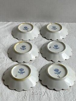 Antique Russian Imperial Set Of 6 Porcelain Mini Plate Bowl Gilding Kuznetsov DF