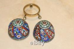 Antique Russian Imperial Silver 84 Cloisonne Enamel Easter Egg Hallmarks 84