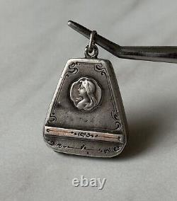 Antique Russian Imperial Silver 84 Pendant for 2 photos, Rare Old 19th