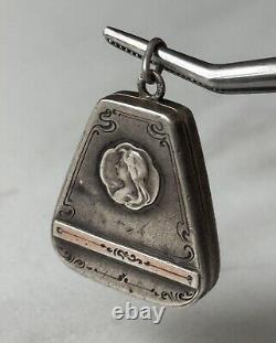 Antique Russian Imperial Silver 84 Pendant for 2 photos, Rare Old 19th