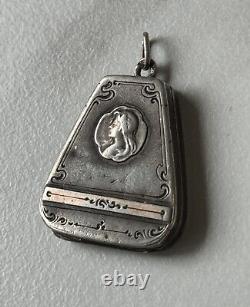 Antique Russian Imperial Silver 84 Pendant for 2 photos, Rare Old 19th