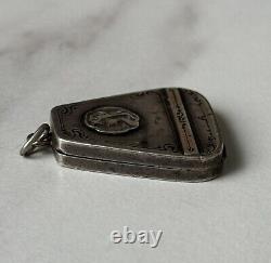 Antique Russian Imperial Silver 84 Pendant for 2 photos, Rare Old 19th