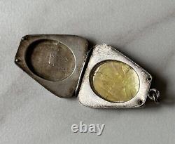 Antique Russian Imperial Silver 84 Pendant for 2 photos, Rare Old 19th