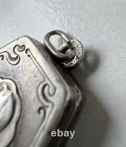 Antique Russian Imperial Silver 84 Pendant for 2 photos, Rare Old 19th