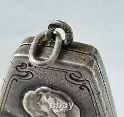 Antique Russian Imperial Silver 84 Pendant for 2 photos, Rare Old 19th