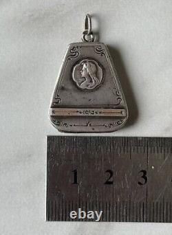 Antique Russian Imperial Silver 84 Pendant for 2 photos, Rare Old 19th