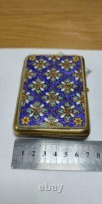 Antique Russian Imperial Silver And Enamel Cigarette Case 830 sample 191 grams