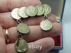 Antique Russian Imperial Silver Brooch 5 Kopeck Kopek 8 Coin 1870 1816 1905 etc