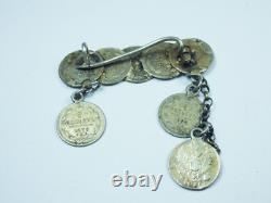 Antique Russian Imperial Silver Brooch 5 Kopeck Kopek 8 Coin 1870 1816 1905 etc