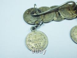 Antique Russian Imperial Silver Brooch 5 Kopeck Kopek 8 Coin 1870 1816 1905 etc