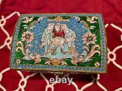 Antique Russian Imperial Silver Enamel Box Three Wise Men Georgian Style cask